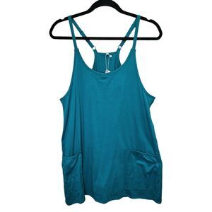 NWT Panadila Women's S Teal Blue Sleeveless Skort Pocket Athletic Mini Dress